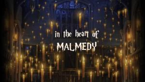 a bunch of candles in a church with the words in the breath of malady at Harry Potter Lodge in Malmedy +15 photos