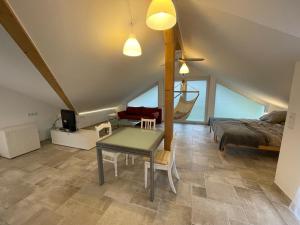 Χώρος καθιστικού στο Moderne Ferienwohnung FEWO Solms