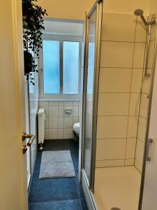 ein Badezimmer mit Toilette und Fenster in der Unterkunft 2-room apartment in Dresden's Neustadt in Dresden