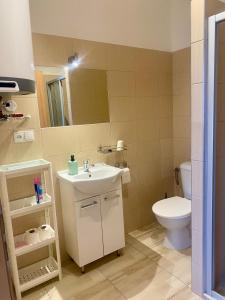 Koupelna v ubytování Apartmány u koupaliště