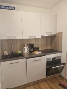 Kuchyň nebo kuchyňský kout v ubytování Appartementhaus Hüttenberger