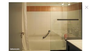 bagno con doccia e vasca di Appt lumineux, Thermes et Montagne a La Bourboule Altre 34 foto