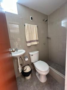 サン・バルトロにあるSan Bartolo house rentalのトイレと洗面台付きのバスルーム