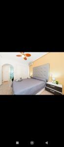 a bedroom with a bed and a ceiling fan at Torrebeach in Torre de la Horadada