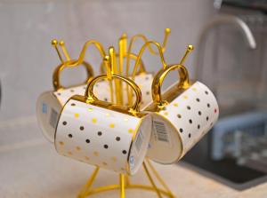 a group of four polka dot bags on a counter at Nicestay Homes in Nairobi +2 photos