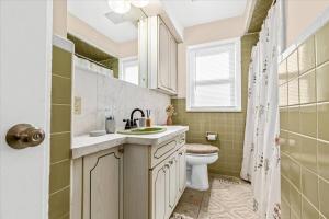 a bathroom with a sink and a toilet at Newly Renovated 4 Bedroom 2 Bath Downtown Dearborn in Dearborn +30 photos