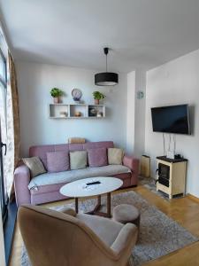 Una televisión o centro de entretenimiento en Apartman Monika Wind Resort