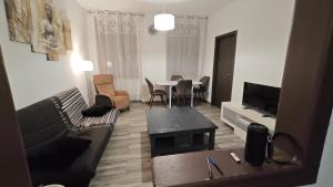 a living room with a couch and a table at Appartement Sélestat centre in Sélestat