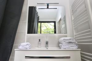 a bathroom with a sink and a mirror at Le Forest - 400m centre ville de Pontivy in Pontivy