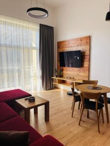 TV a/nebo společenská místnost v ubytování Evergreen Tále Apartments + 37 fotografií