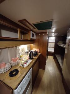 Kuchyň nebo kuchyňský kout v ubytování Vintage Trailer at Praia do Rosa