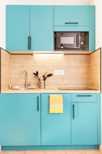 Dapur atau dapur kecil di Appart Hôtel Mer & Golf Port Argelès