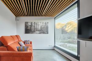 a living room with a couch and a tv at Casa de la paz en el Valle de Tena in Sandiniés