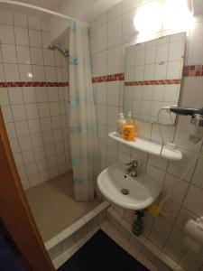 Koupelna v ubytování Ferienwohnung in Rüdesheim mit Rheinblick, Pension Le