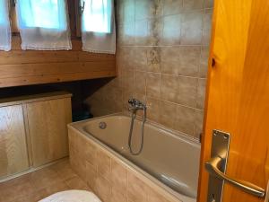 a bathroom with a bath tub with a shower at Casa Monte Agaro in Castello Tesino