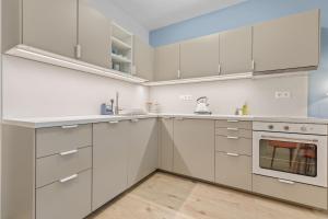 Kuchyň nebo kuchyňský kout v ubytování Cozy Apt w AC, Garden & Parking