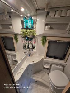 洛斯克里斯蒂亚诺斯Autocaravan,camper,campervan,motorhome,not driveable,only habitable的一间带水槽和卫生间的浴室