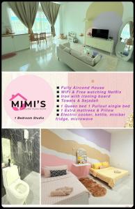 a collage of three pictures of a room at Mimi 1 Bedroom Studio House Homestay in Gerik +3 photos