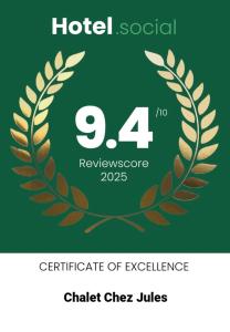 Certifikát, hodnocení, plakát nebo jiný dokument vystavený v ubytování Chalet chez Jules