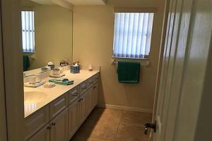 a bathroom with a sink and a large mirror at Sunny Breezes Villa in Placida +10 photos