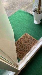 a green floor with a potted plant on a balcony at 2 bedroom apartment in Lijordet