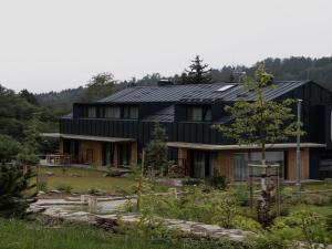 a black house with a black roof at Apartment in Cerny Dul near Ski Resort in Cerny Dul