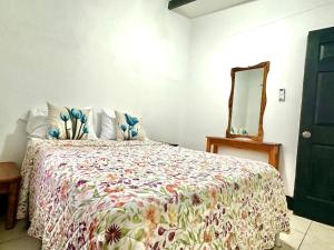 a bedroom with a bed and a mirror at Apartamento Chazu #3 in Quepos