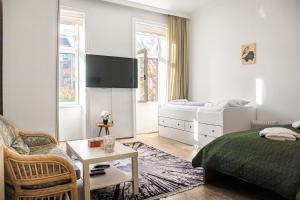 TV a/nebo společenská místnost v ubytování Convenient Shared Apartment - near Danube & Millenium Tower