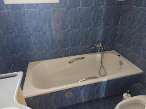 uma banheira na casa de banho com WC em Marilena Apartments Plataria em Plataria mais 22 fotografias