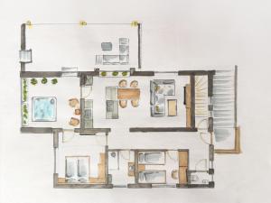 a drawing of a floor plan of a house at Lodge am Wetterstein in Ehrwald
