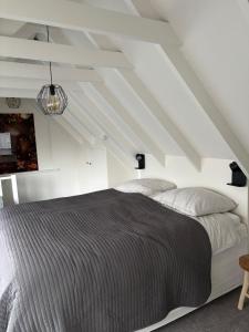 a bedroom with a large bed in a attic at Parkzicht Zwanenburg in Zwanenburg