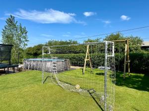 a goal with a soccer ball in a yard at Serafina Lodge in Leominster