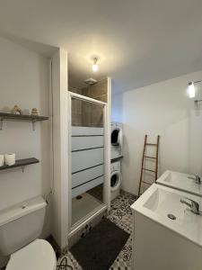 a bathroom with a toilet and a sink at Mon toit douillet in Saint-Brieuc