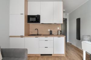 Kuchyňa alebo kuchynka v ubytovaní Jasny & Elegancki Apartament typu Studio z Tarasem by Noclegi Renters