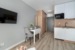 Kuchyňa alebo kuchynka v ubytovaní Jasny & Elegancki Apartament typu Studio z Tarasem by Noclegi Renters