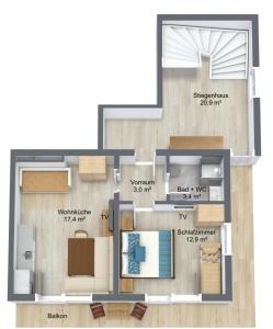 a floor plan of a small apartment with a layout at Haus Sonnwinkl in Filzmoos +28 photos