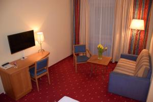 A television and/or entertainment centre at Appartement-Hotel GH Zum Goldenen Schiff