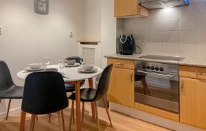 a kitchen with a table with chairs and a stove at Pet Friendly Home In Dirkshorn in Dirkshorn