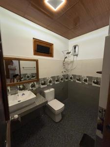 a bathroom with a toilet and a sink and a mirror at Yaluwa Tourist Rest & cooking class in Anuradhapura +107 photos