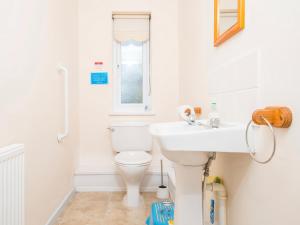 a white bathroom with a toilet and a sink at Cothi Cottage in Cardigan +11 photos