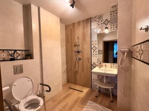 a bathroom with a toilet and a sink at Winnica Nad Jarem in Sandomierz +40 photos
