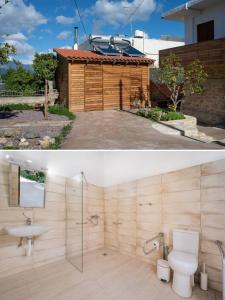 a bathroom with a toilet and a sink at Physis Country House 2 Near Matala Beach & Faistos in Kousés