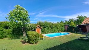 a small swimming pool in the yard of a house at Alojamiento Los Nogales in Rancagua