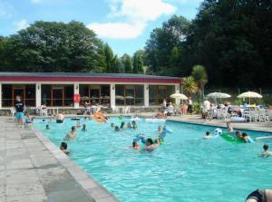 a group of people in a swimming pool at Dillons Lakeside Lodge in Caeathro