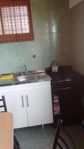 una cocina con fregadero y encimera en Del carmen chica, en Villa Giardino