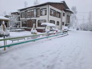 古尔马尔格Gulsitara Resorts-Gulmarg的前面有雪盖的房子