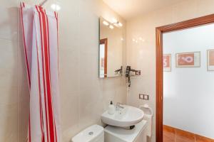 a bathroom with a sink and a toilet and a shower at Casa Alejandro in Firgas +20 photos