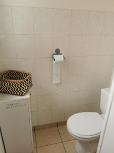 ein Bad mit WC und WC-Papierspender in der Unterkunft Maison bretonne traditionnelle in Perros-Guirec + 31 Fotos