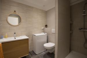 a bathroom with a toilet and a sink and a mirror at T3 lumineux à 2 pas de la gare in Marseille