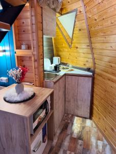Kuchyň nebo kuchyňský kout v ubytování Sairme Glampings